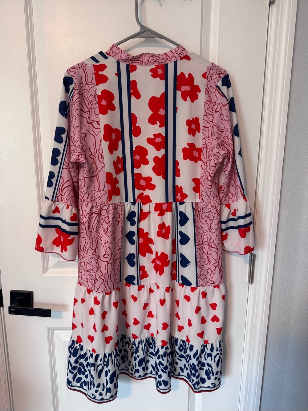 Women’s Pink & Red Floral Tiered Dress - Picture 2 of 2